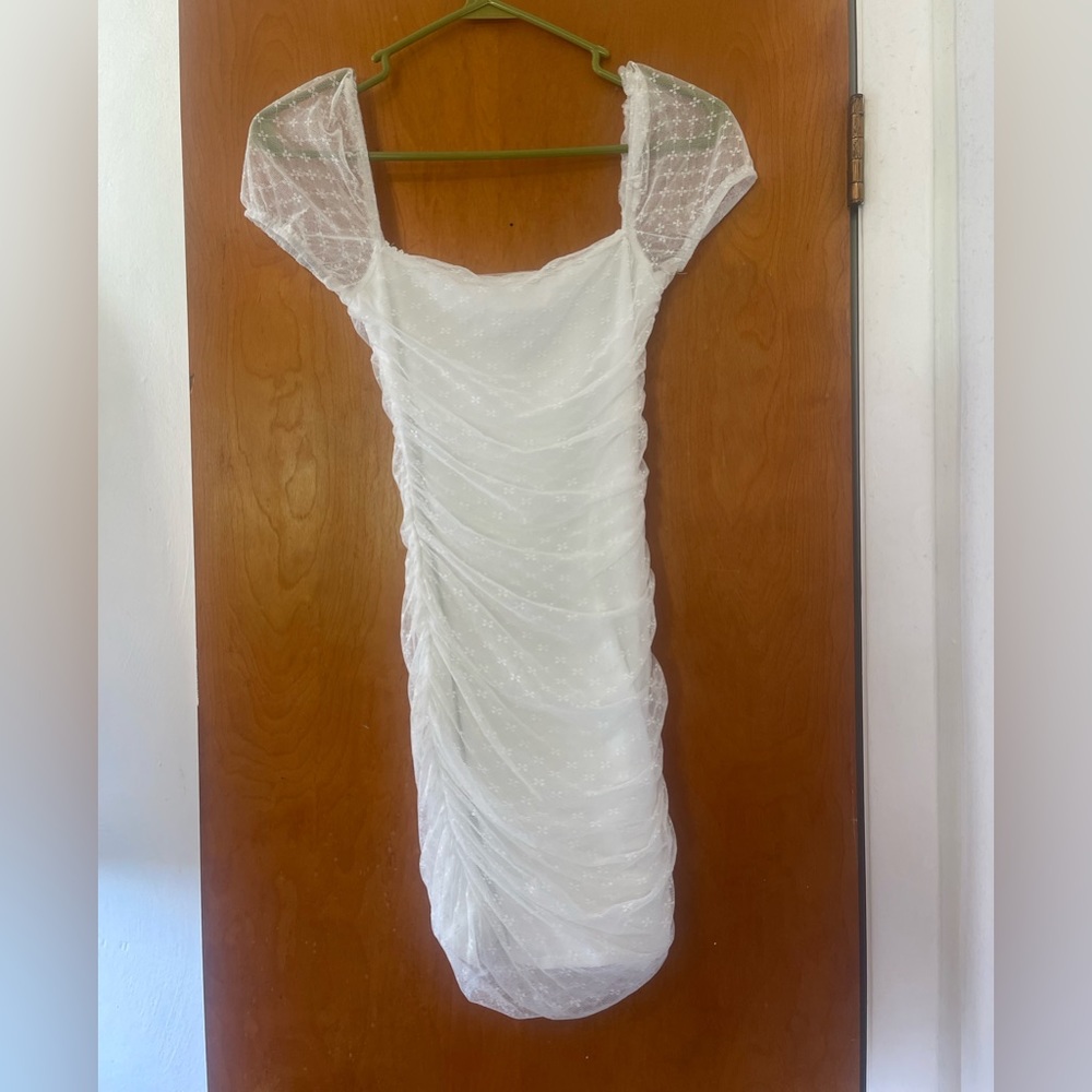 Princess Polly Size 2 white mini bodycon dress.